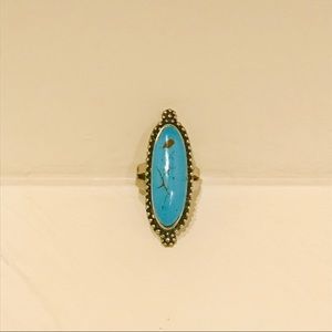 Faux Turquoise Silver Statement Fashion Ring